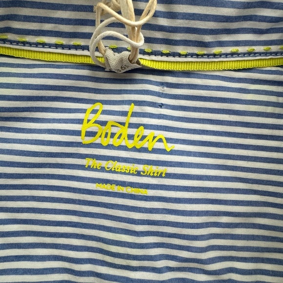 Like New Boden The Classic Striped Shirt with Neon Size 6 - Picture 4 of 8